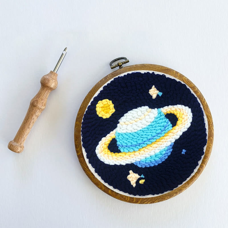 Mysterious Planets Punch Needle Kit - Needlework With Frame Hoop | Diy Handmade Gifts - image 9