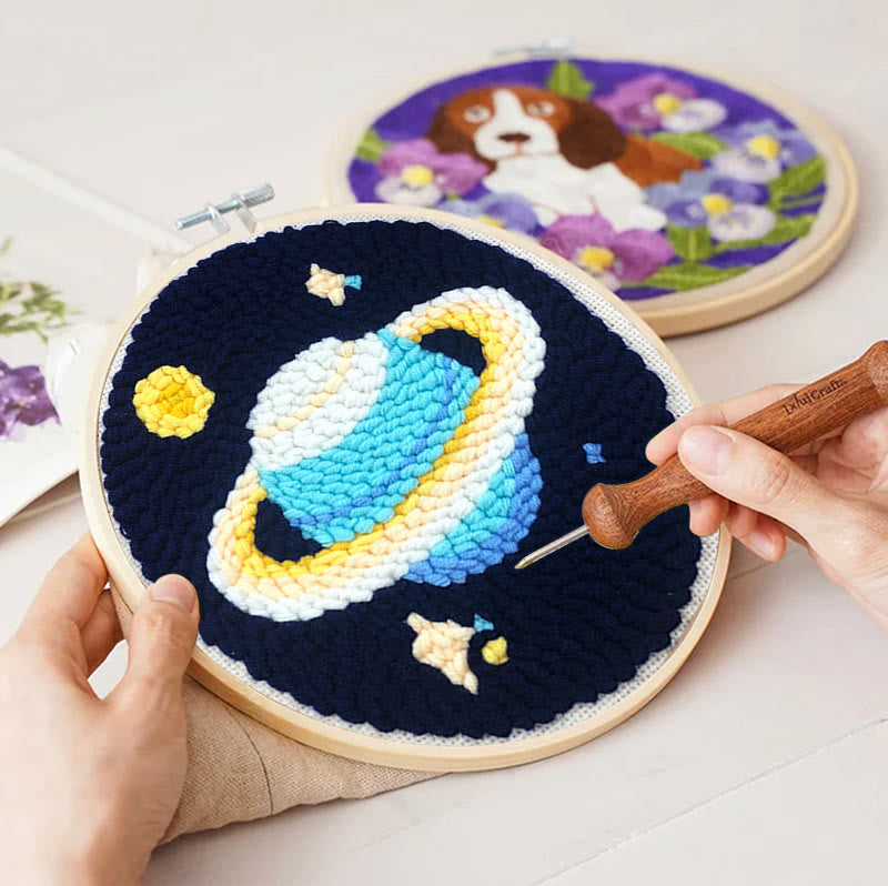 Mysterious Planets Punch Needle Kit - Needlework With Frame Hoop | Diy Handmade Gifts - image 2