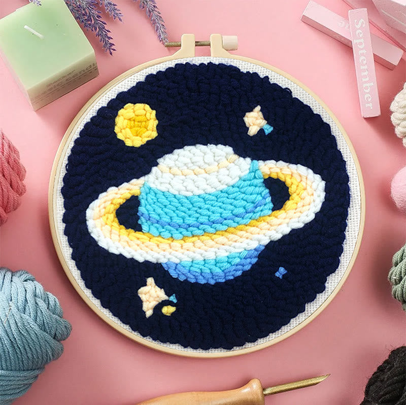 Mysterious Planets Punch Needle Kit - Needlework With Frame Hoop | Diy Handmade Gifts - image 6