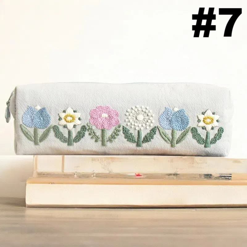 Embroidery Floral Bag Kits | Multi-style Kiss Lock Makeup Bag | Handmade Zipper Pencil Case  - #7 - image 9