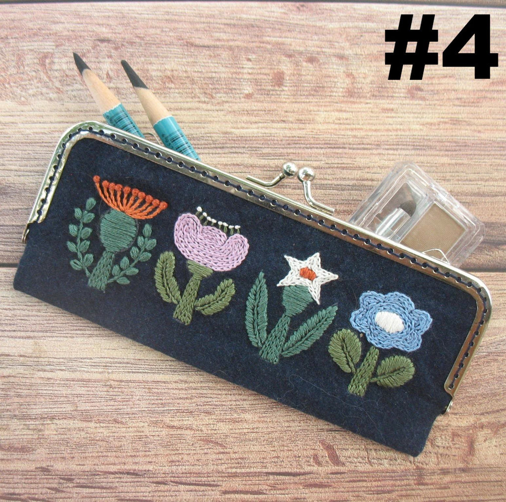 Embroidery Floral Bag Kits | Multi-style Kiss Lock Makeup Bag | Handmade Zipper Pencil Case  - #4 - image 5