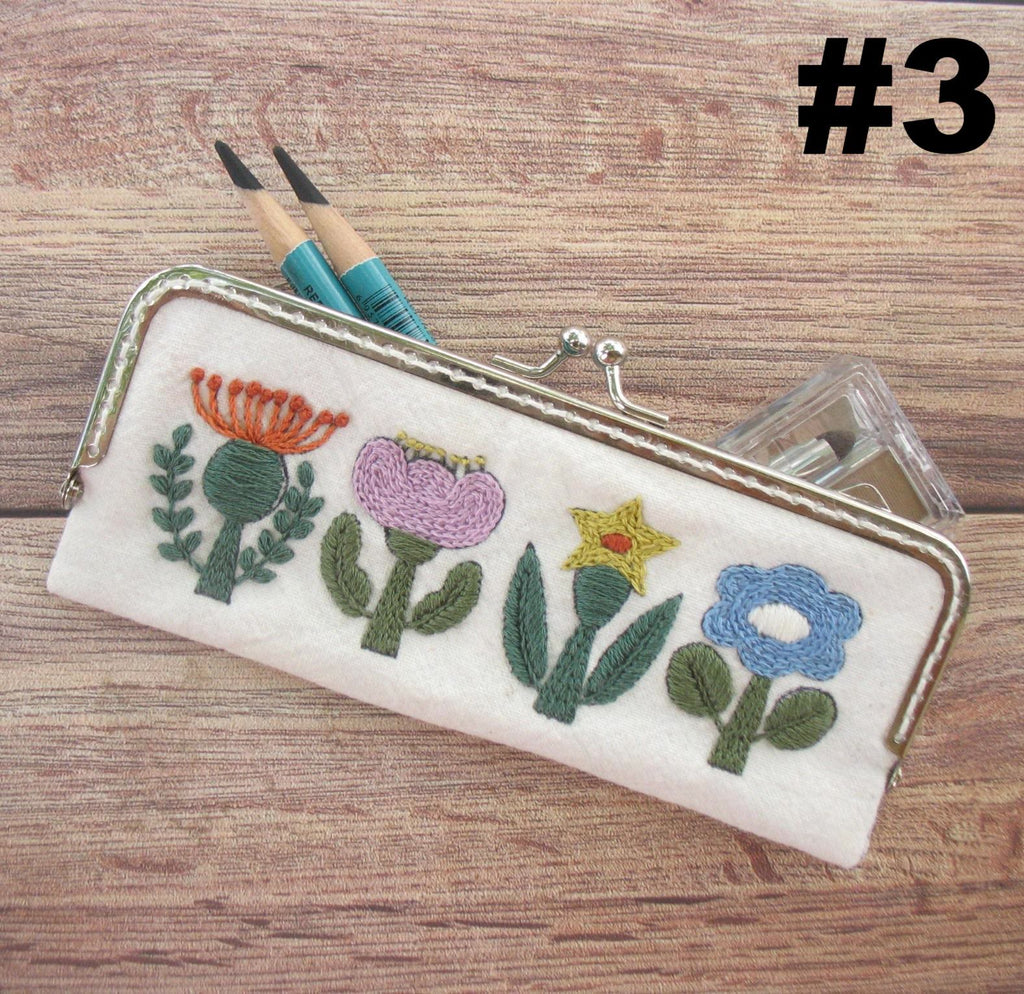 Embroidery Floral Bag Kits | Multi-style Kiss Lock Makeup Bag | Handmade Zipper Pencil Case  - #3 - image 4