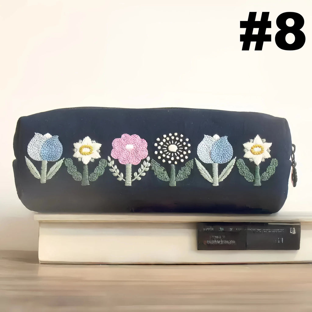 Embroidery Floral Bag Kits | Multi-style Kiss Lock Makeup Bag | Handmade Zipper Pencil Case  - #8 - image 10