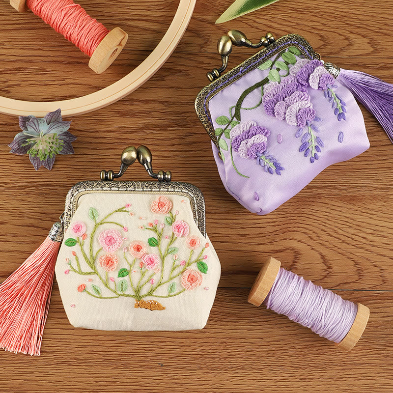 Handmade Mini Lock Coin Purse Kit | Charming Flower Needlework | Prefect Gifts For Mother - image 3