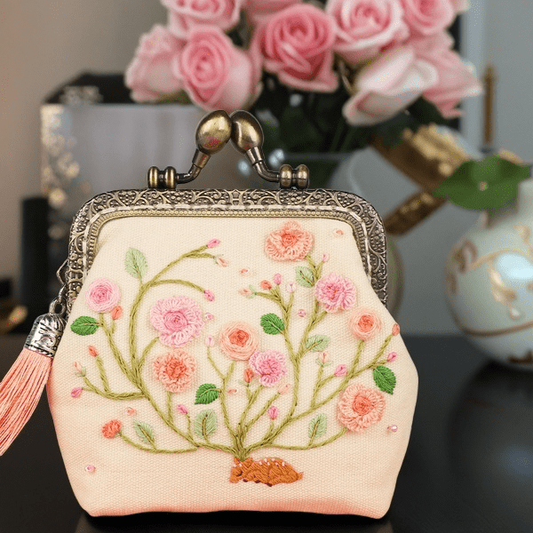 Handmade Mini Lock Coin Purse Kit | Charming Flower Needlework | Prefect Gifts For Mother - image 2