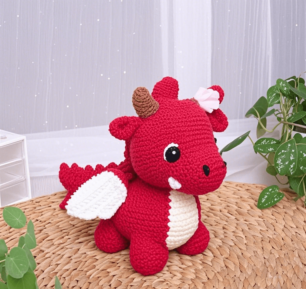  Diy Handmade Dinosaur Crochet Kit - Creative Birthday Handicraft | Ideal Gift For Crocheter - Red - image 2