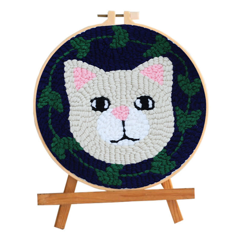  Cute Kitty Punch Needle Kit - Diy Handmade Craft | Creative Wall Decor - image 1