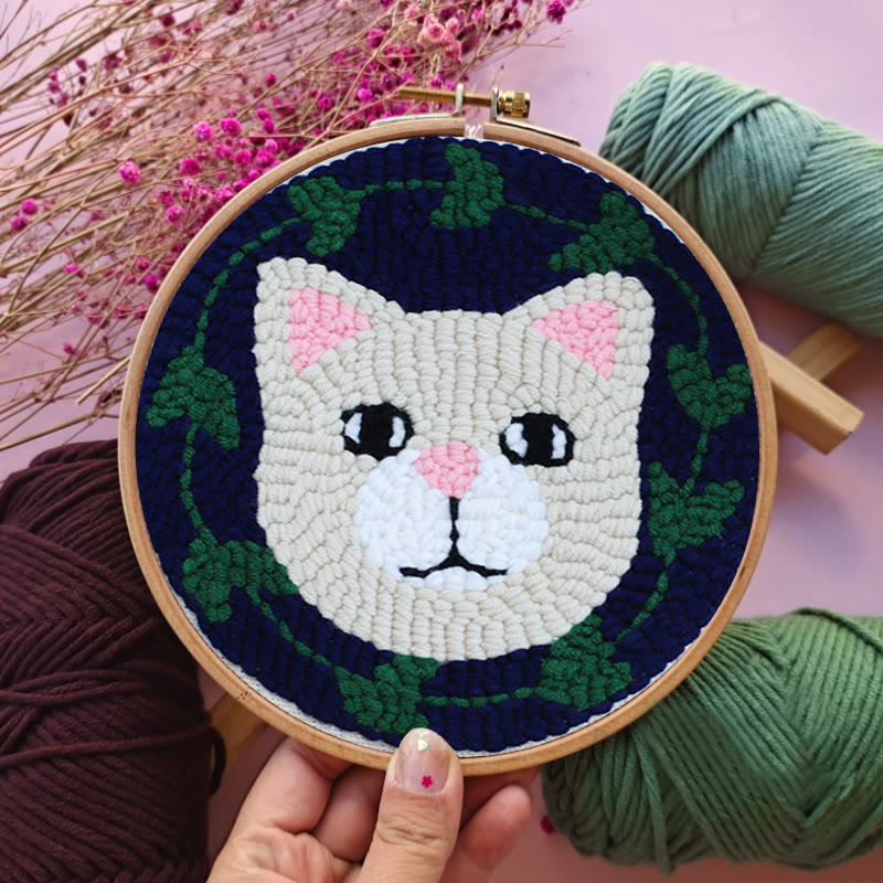  Cute Kitty Punch Needle Kit - Diy Handmade Craft | Creative Wall Decor - image 7