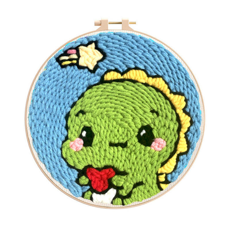 Little Green Dinosaur Punch Needle Kit - Handmade Needle Collection | Lovely Gift For Kids - Little Green Dinosaur Punch Needle Kit - image 0