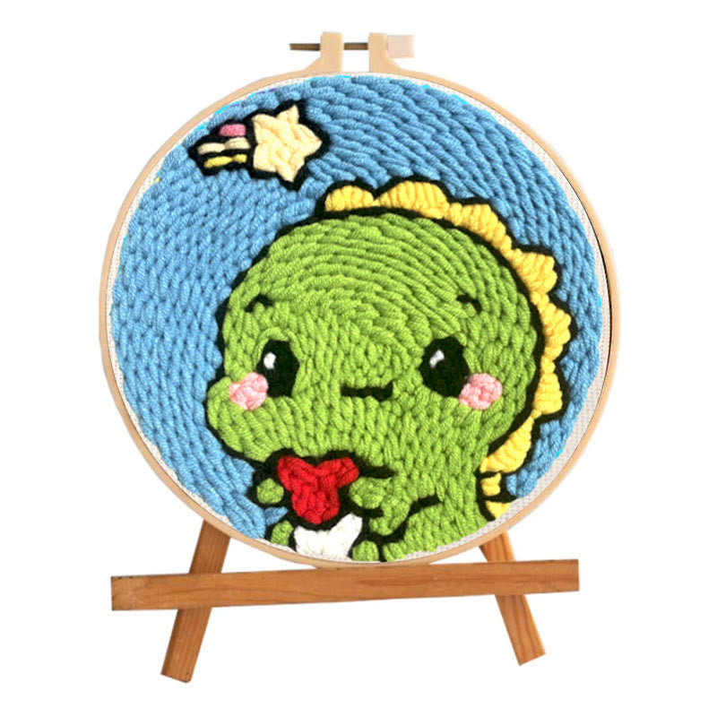 Little Green Dinosaur Punch Needle Kit - Handmade Needle Collection | Lovely Gift For Kids - image 1