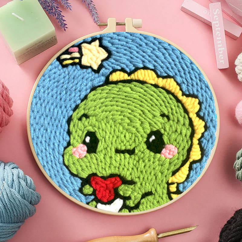 Little Green Dinosaur Punch Needle Kit - Handmade Needle Collection | Lovely Gift For Kids - image 6