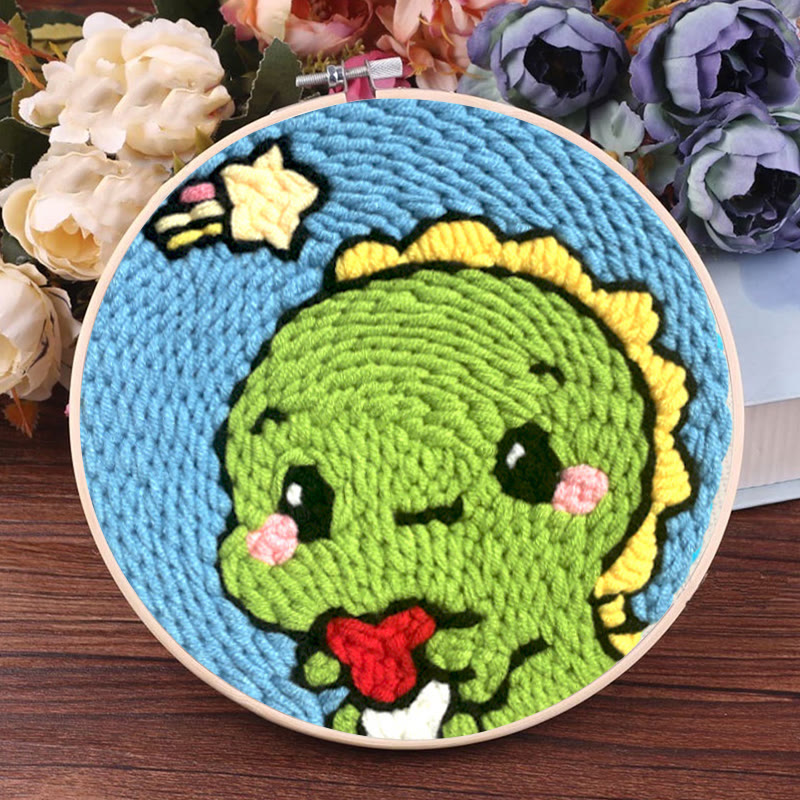 Little Green Dinosaur Punch Needle Kit - Handmade Needle Collection | Lovely Gift For Kids - image 8