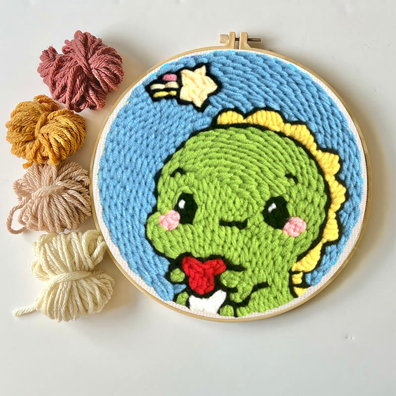 Little Green Dinosaur Punch Needle Kit - Handmade Needle Collection | Lovely Gift For Kids - image 3
