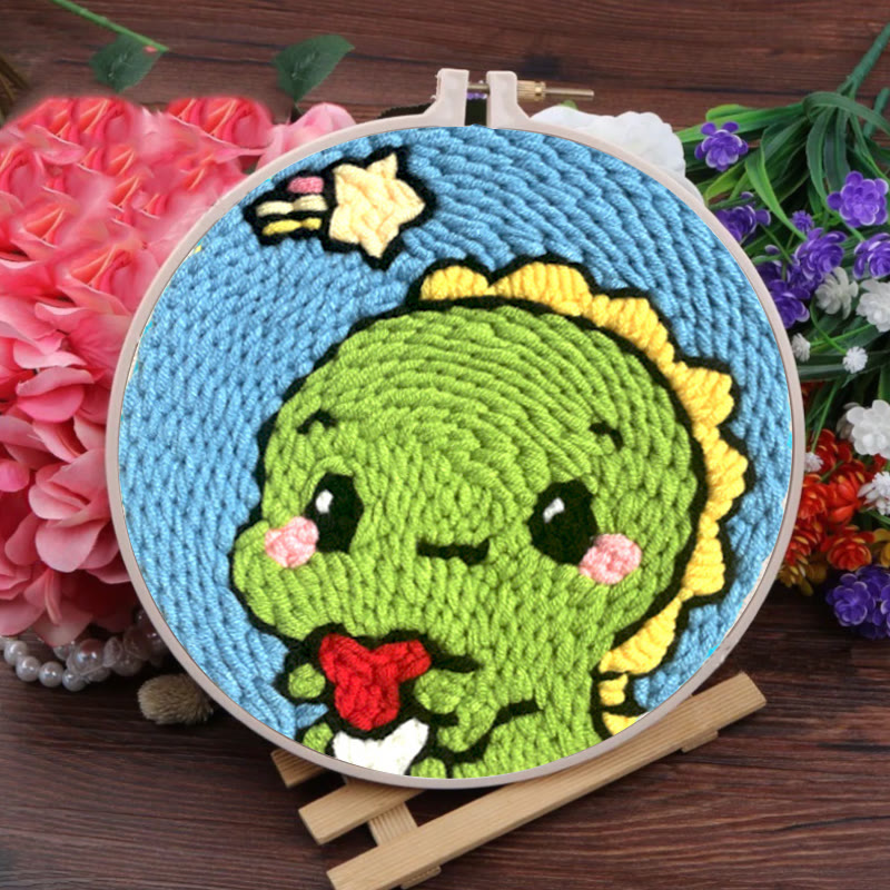 Little Green Dinosaur Punch Needle Kit - Handmade Needle Collection | Lovely Gift For Kids - image 5