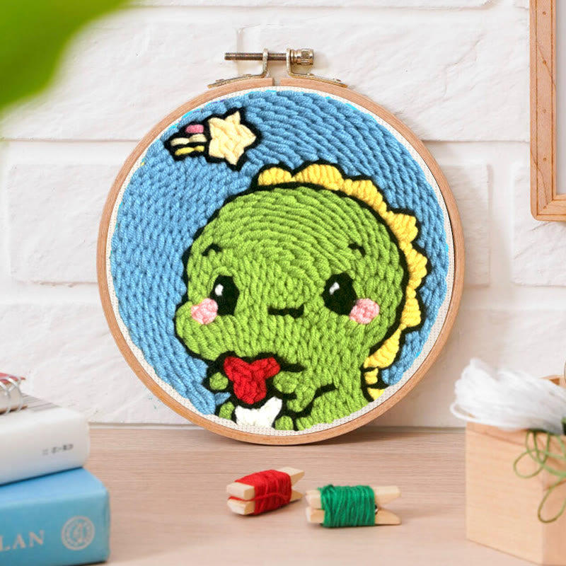 Little Green Dinosaur Punch Needle Kit - Handmade Needle Collection | Lovely Gift For Kids - image 4