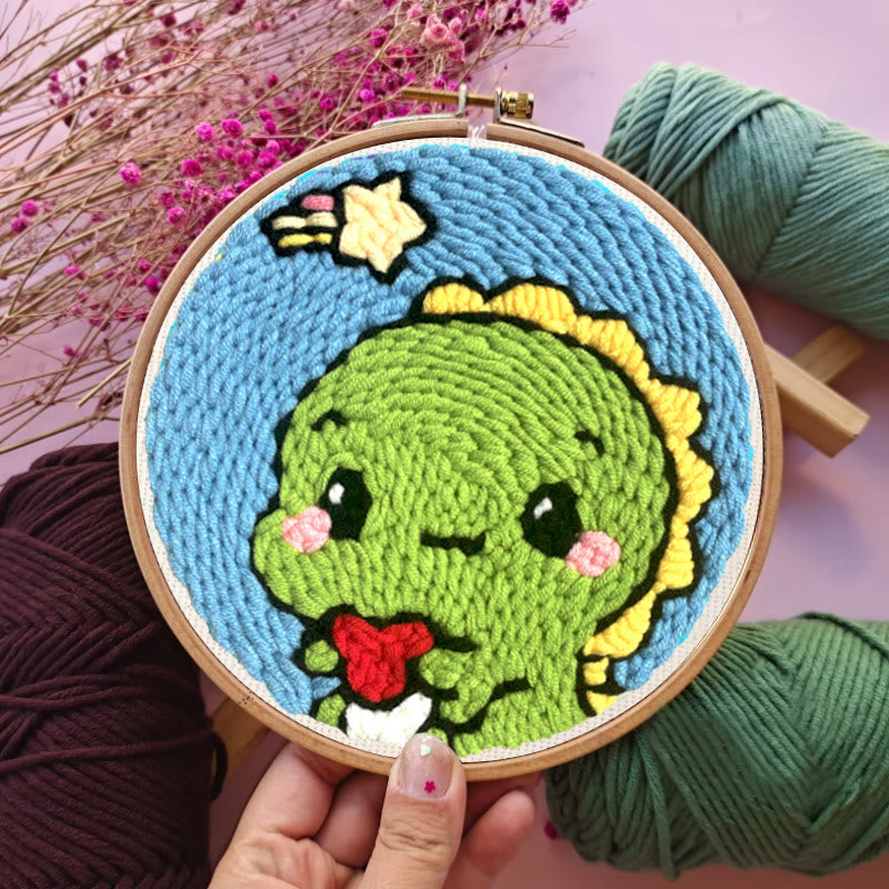 Little Green Dinosaur Punch Needle Kit - Handmade Needle Collection | Lovely Gift For Kids - image 7