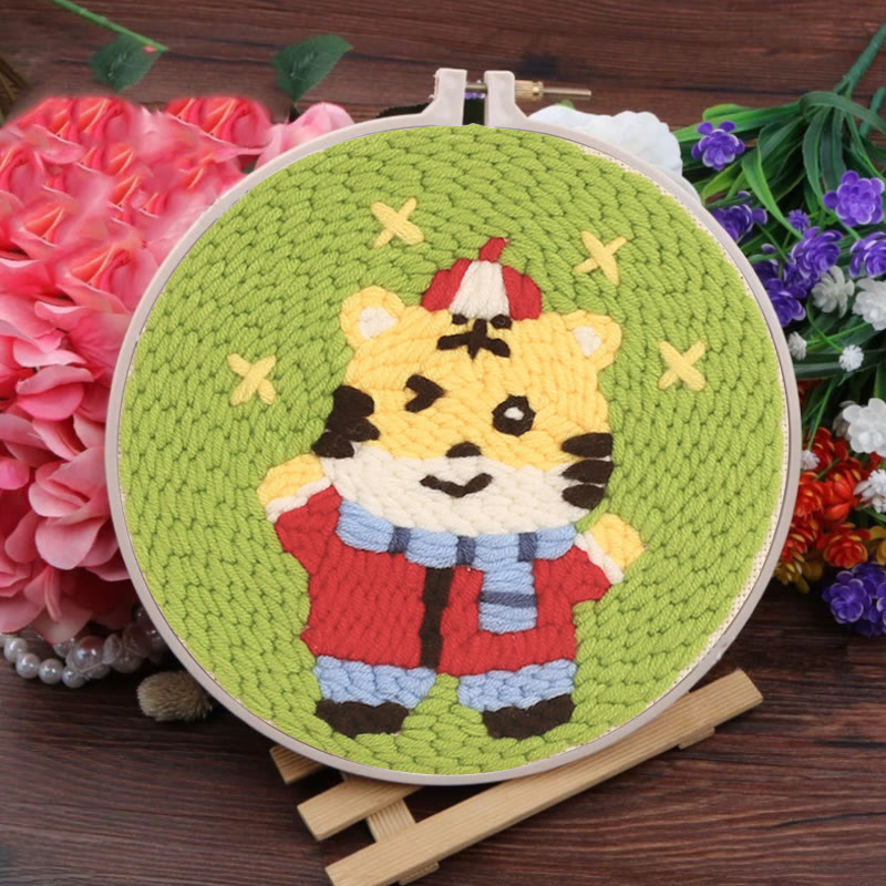 Lucky Tiger Punch Needle Kit - Animal Sewing Set | Starter Needlework Crafts - image 5