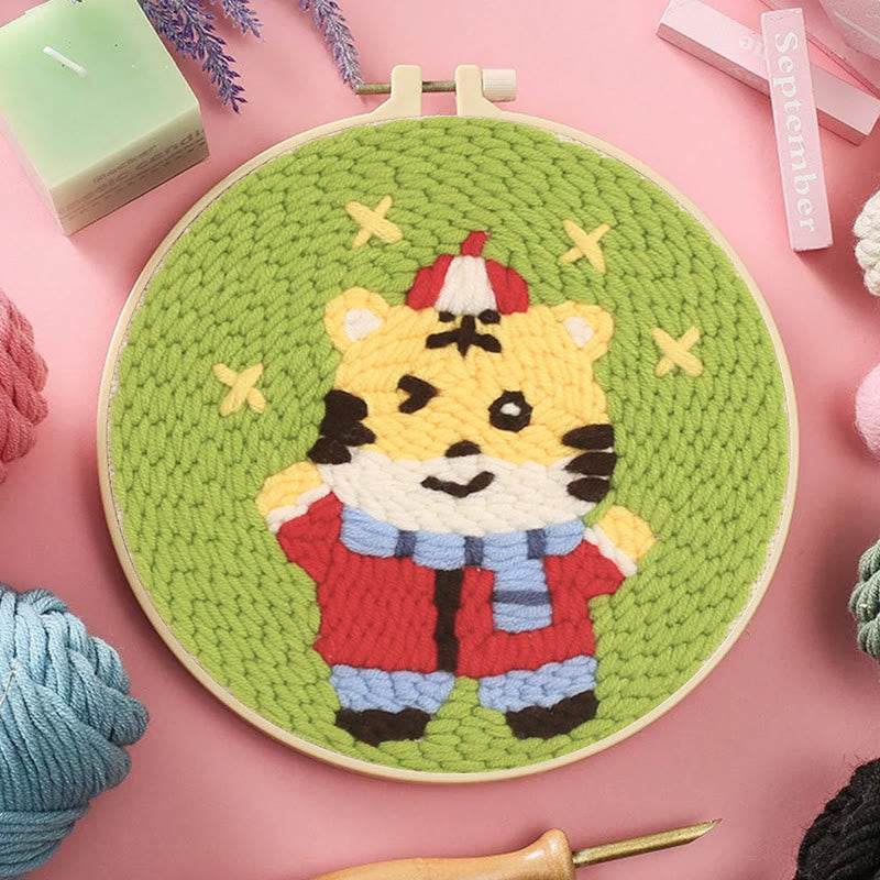 Lucky Tiger Punch Needle Kit - Animal Sewing Set | Starter Needlework Crafts - image 6