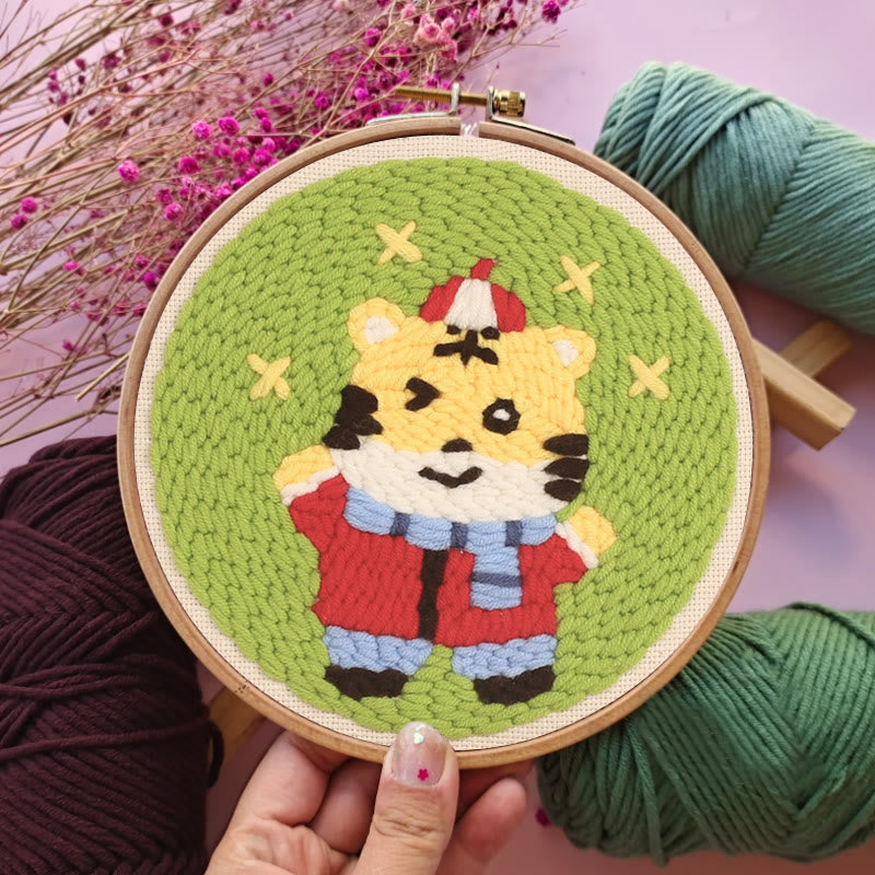 Lucky Tiger Punch Needle Kit - Animal Sewing Set | Starter Needlework Crafts - image 8