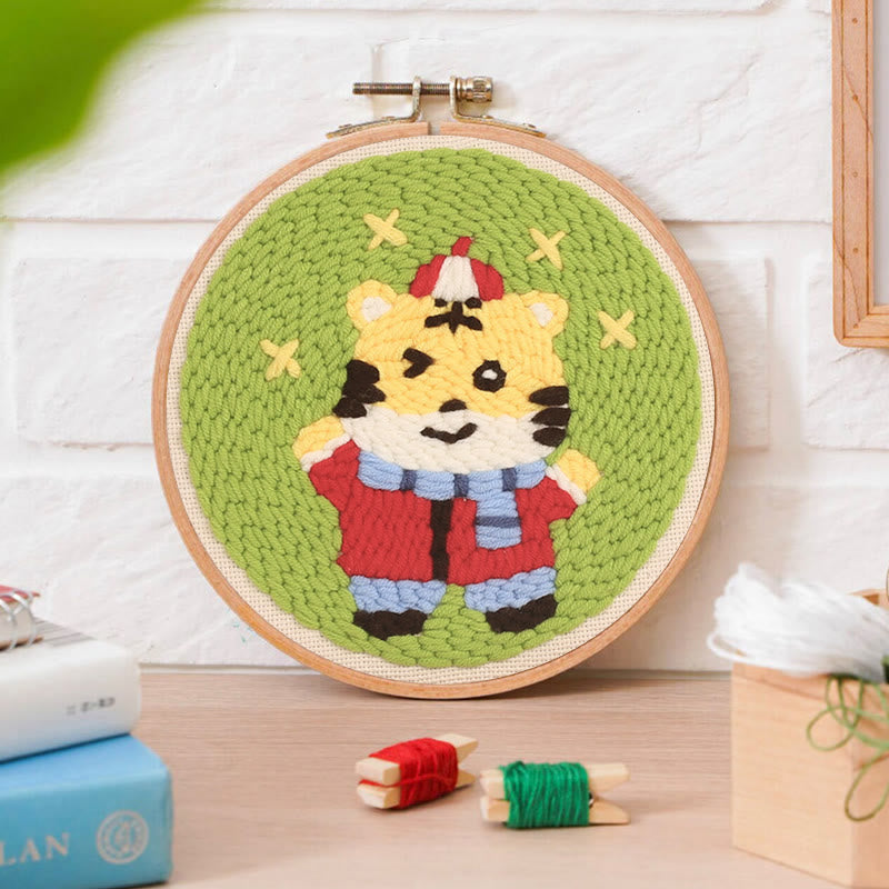 Lucky Tiger Punch Needle Kit - Animal Sewing Set | Starter Needlework Crafts - image 3