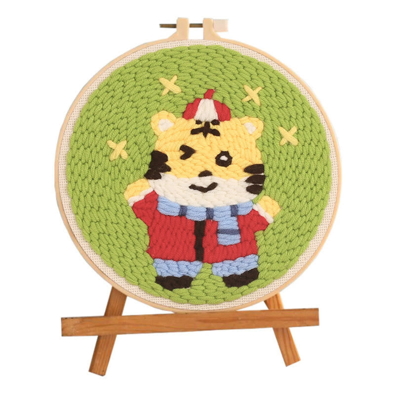 Lucky Tiger Punch Needle Kit - Animal Sewing Set | Starter Needlework Crafts - image 1