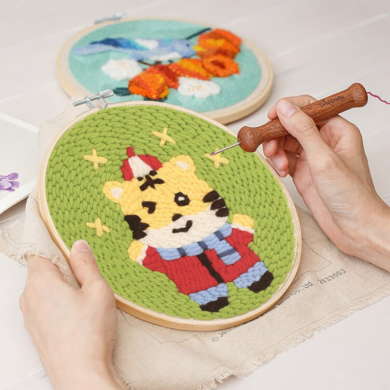 Lucky Tiger Punch Needle Kit - Animal Sewing Set | Starter Needlework Crafts - image 2