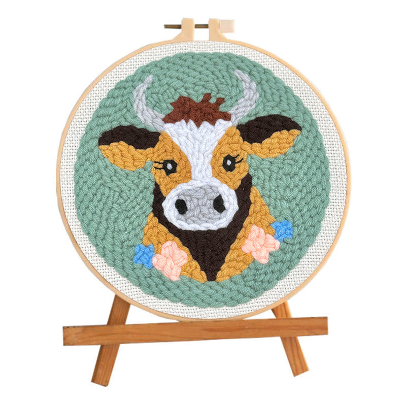 Highland Cow Punch Needle Kit - Easy For Beginners | Room Decoration Gift - image 1