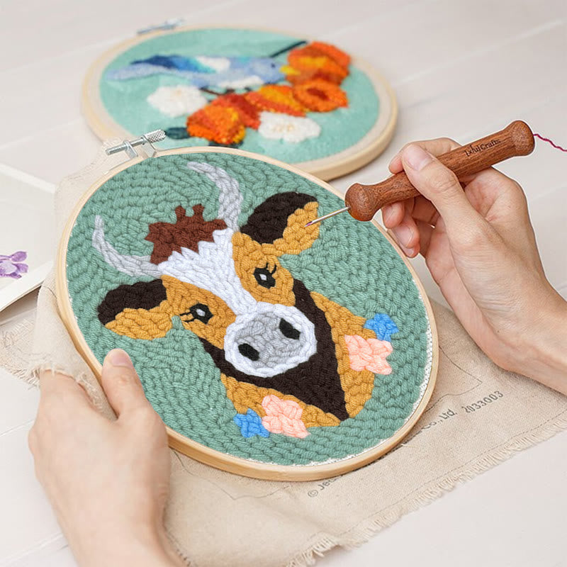 Highland Cow Punch Needle Kit - Easy For Beginners | Room Decoration Gift - image 2