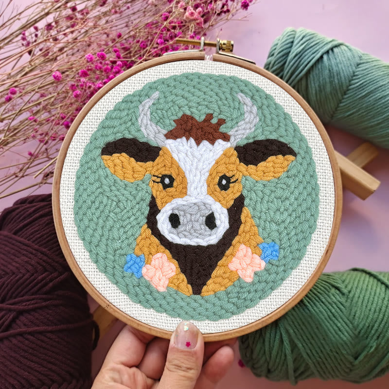 Highland Cow Punch Needle Kit - Easy For Beginners | Room Decoration Gift - image 7