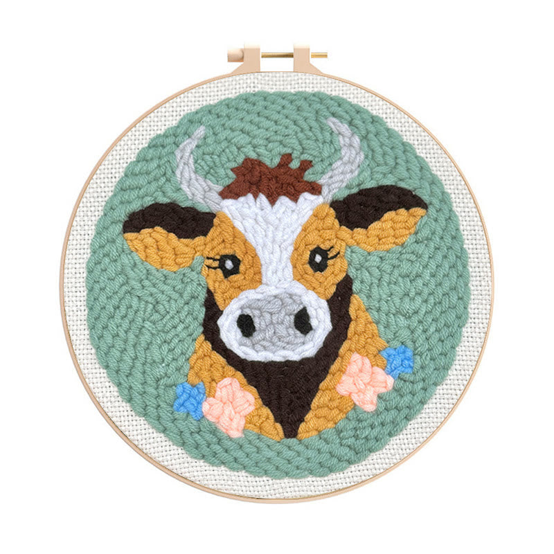 Highland Cow Punch Needle Kit - Easy For Beginners | Room Decoration Gift - Highland Cow Punch Needle Kit - image 0