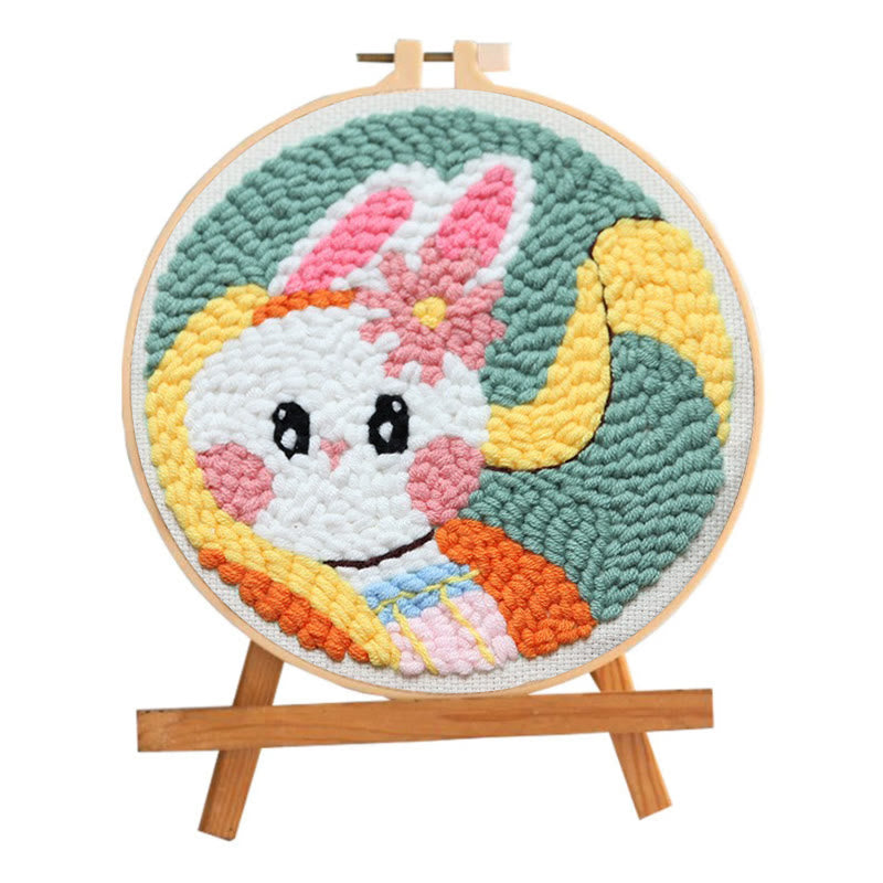  Sweet Bunny Punch Needle Kit - Birthday Gift For Animal Lovers | Craft Set For Beginners  - image 1