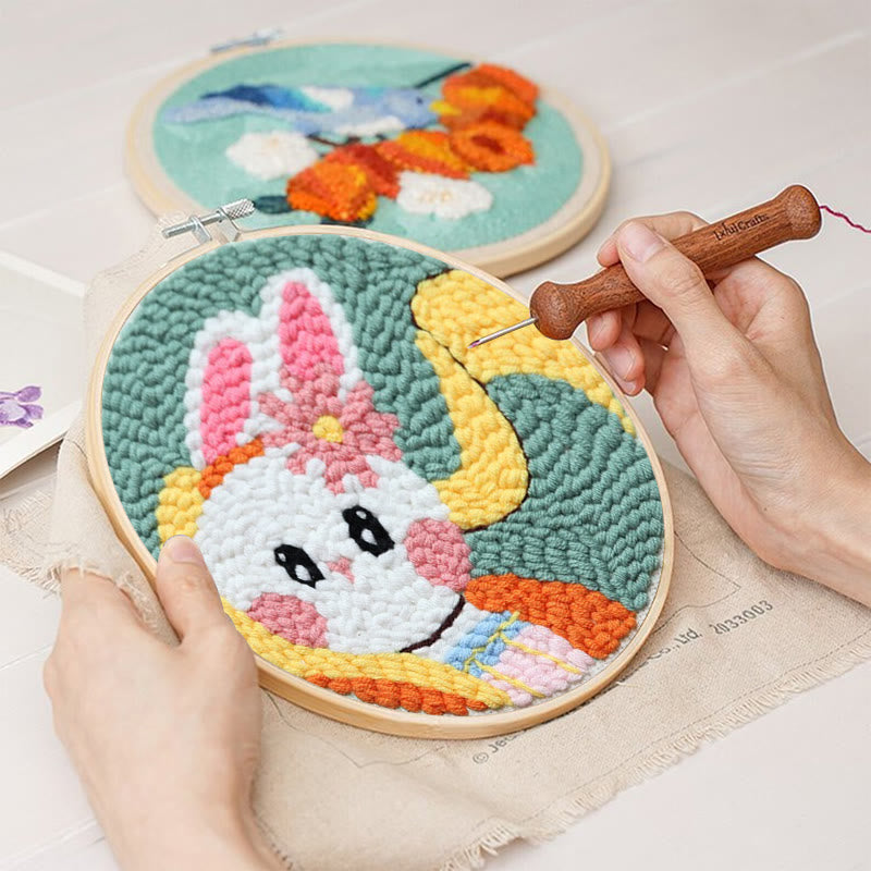  Sweet Bunny Punch Needle Kit - Birthday Gift For Animal Lovers | Craft Set For Beginners  - image 2
