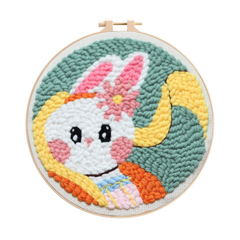  Sweet Bunny Punch Needle Kit - Birthday Gift For Animal Lovers | Craft Set For Beginners  - Sweet Bunny Punch Needle Kit - image 0