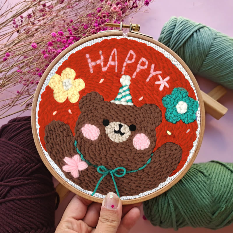 Happy Birthday Bear Punch Needle Kit - Unique Handmade Craft | Great Birthday Gifts For Friends - image 6