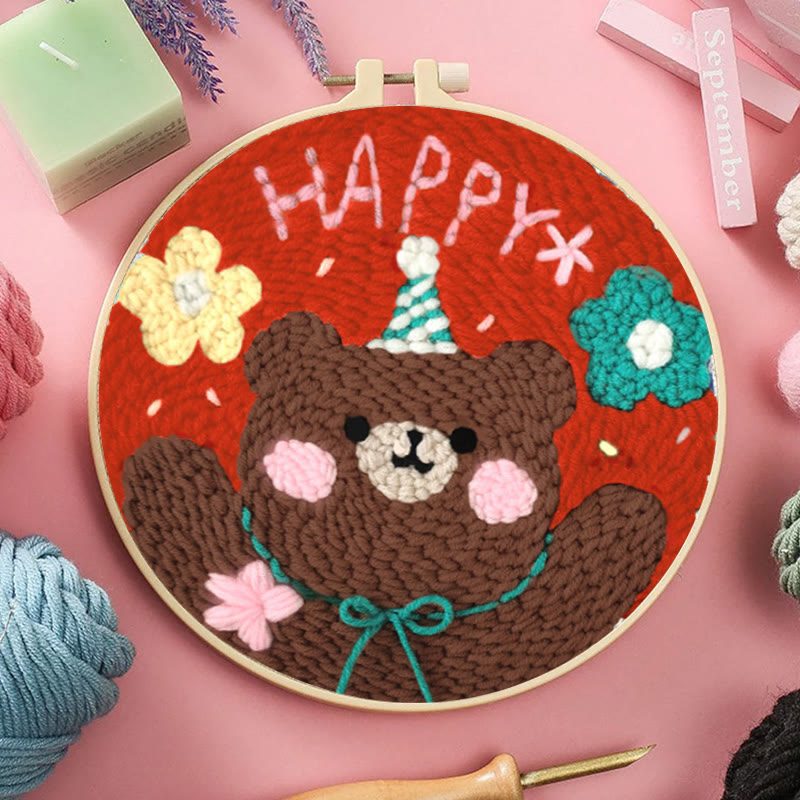 Happy Birthday Bear Punch Needle Kit - Unique Handmade Craft | Great Birthday Gifts For Friends - image 7