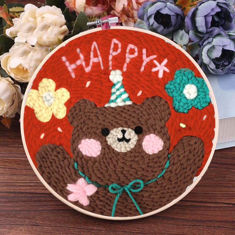 Happy Birthday Bear Punch Needle Kit - Unique Handmade Craft | Great Birthday Gifts For Friends - image 8