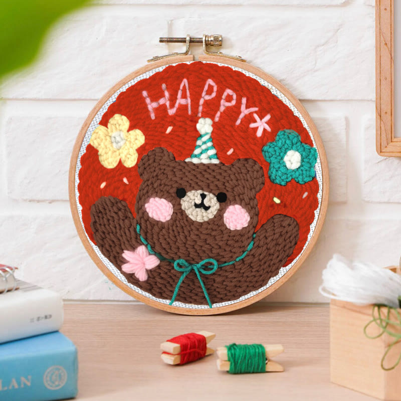 Happy Birthday Bear Punch Needle Kit - Unique Handmade Craft | Great Birthday Gifts For Friends - image 3