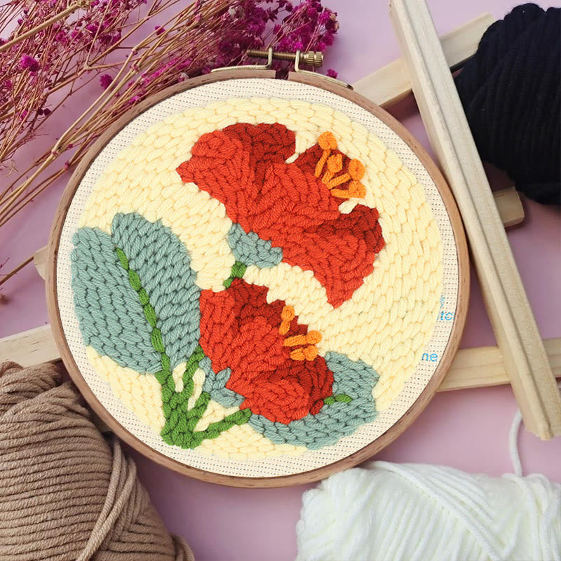 Red Flowers Punch Needle Kit - Floral Handmake Craft | Room Decoration Gift  - image 6