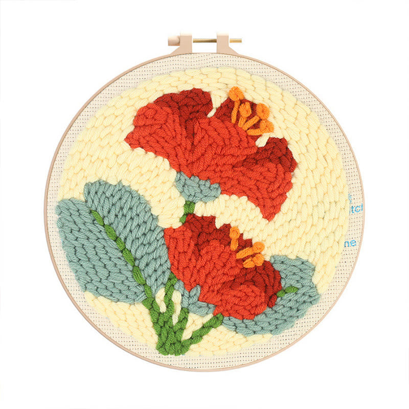 Red Flowers Punch Needle Kit - Floral Handmake Craft | Room Decoration Gift  - Red Flowers Punch Needle Kit - image 0