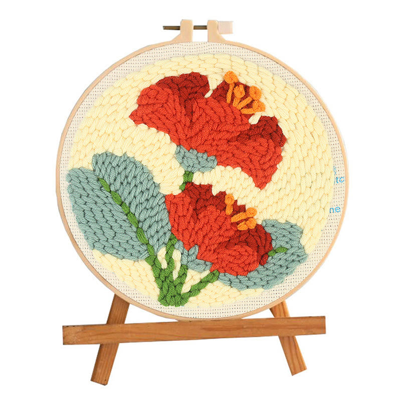 Red Flowers Punch Needle Kit - Floral Handmake Craft | Room Decoration Gift  - image 1