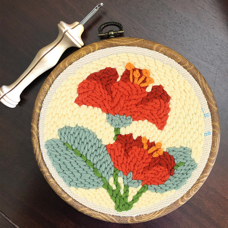 Red Flowers Punch Needle Kit - Floral Handmake Craft | Room Decoration Gift  - image 8