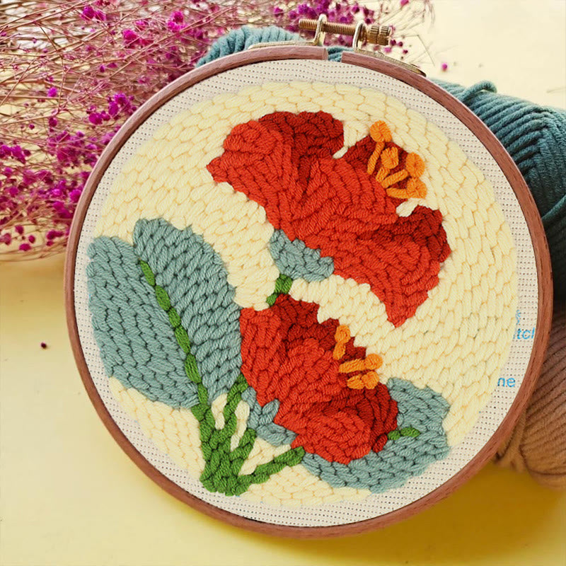 Red Flowers Punch Needle Kit - Floral Handmake Craft | Room Decoration Gift  - image 7