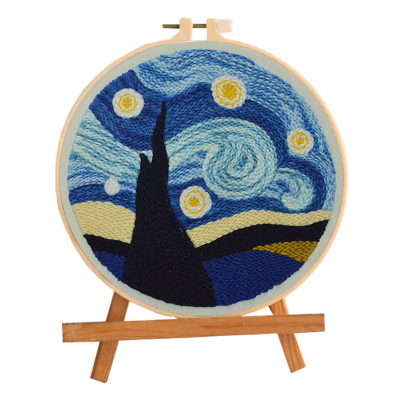  Starry Night Sky Punch Needle Kit - Beginner's Needle Set | Diy Landscape Craft  - image 1