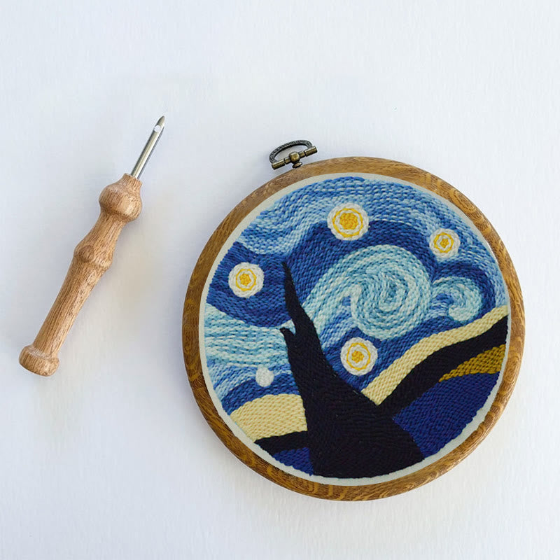  Starry Night Sky Punch Needle Kit - Beginner's Needle Set | Diy Landscape Craft  - image 9