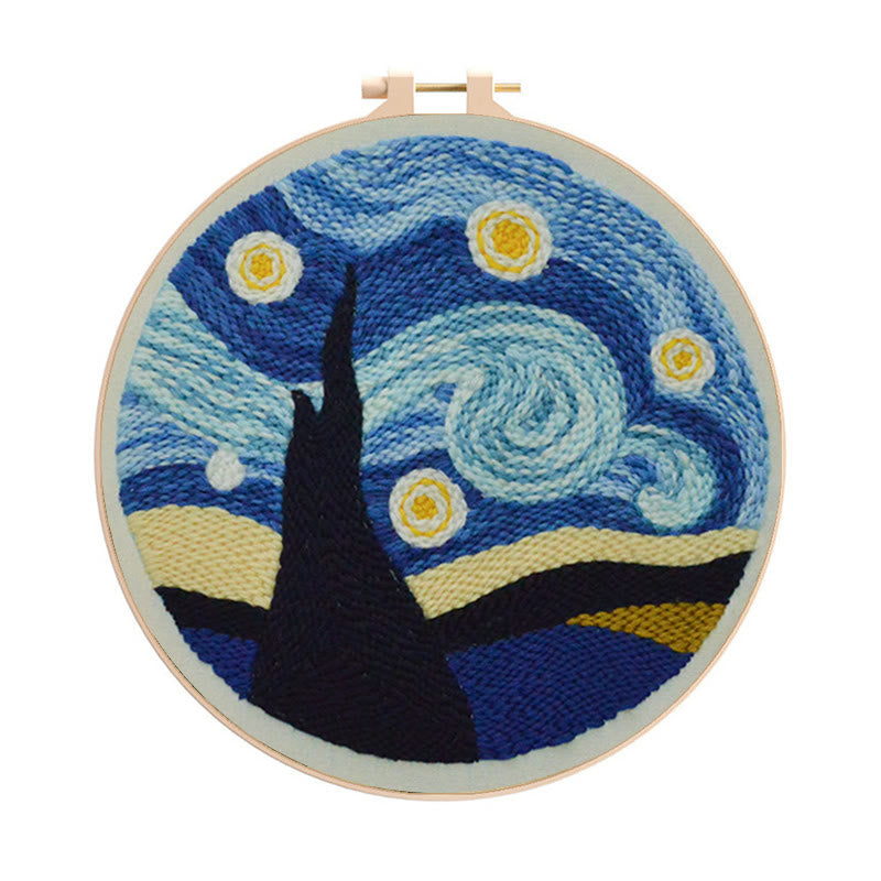  Starry Night Sky Punch Needle Kit - Beginner's Needle Set | Diy Landscape Craft  - Starry Night Sky Punch Needle Kit - image 0