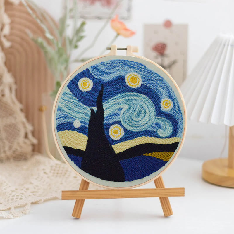  Starry Night Sky Punch Needle Kit - Beginner's Needle Set | Diy Landscape Craft  - image 2