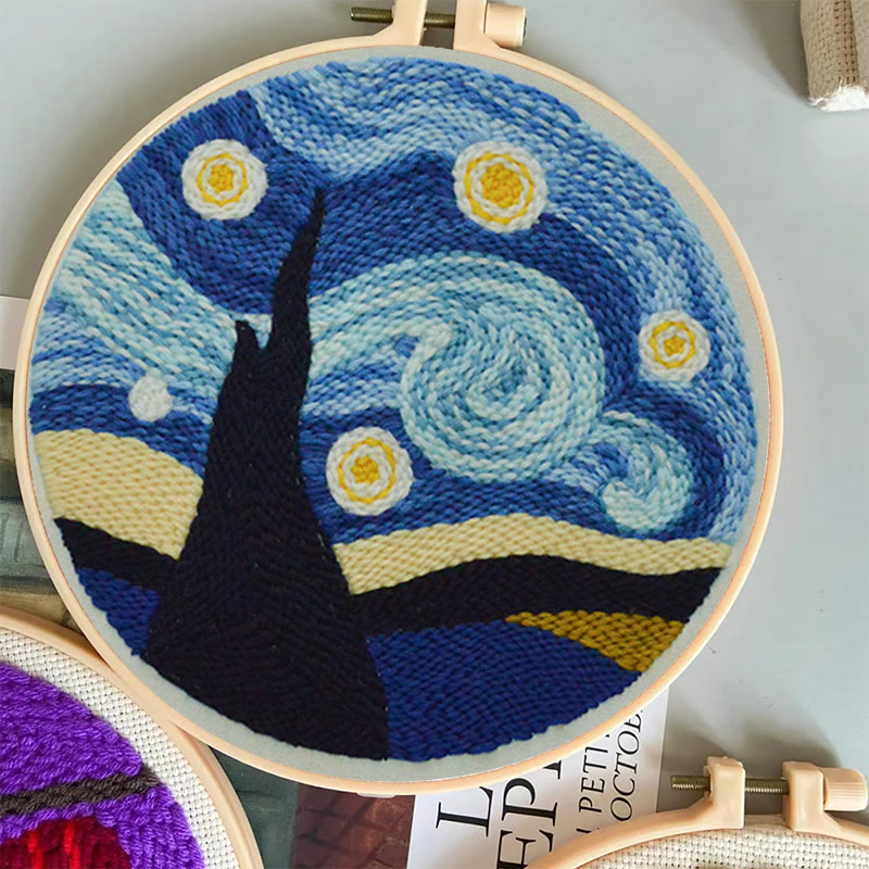  Starry Night Sky Punch Needle Kit - Beginner's Needle Set | Diy Landscape Craft  - image 6