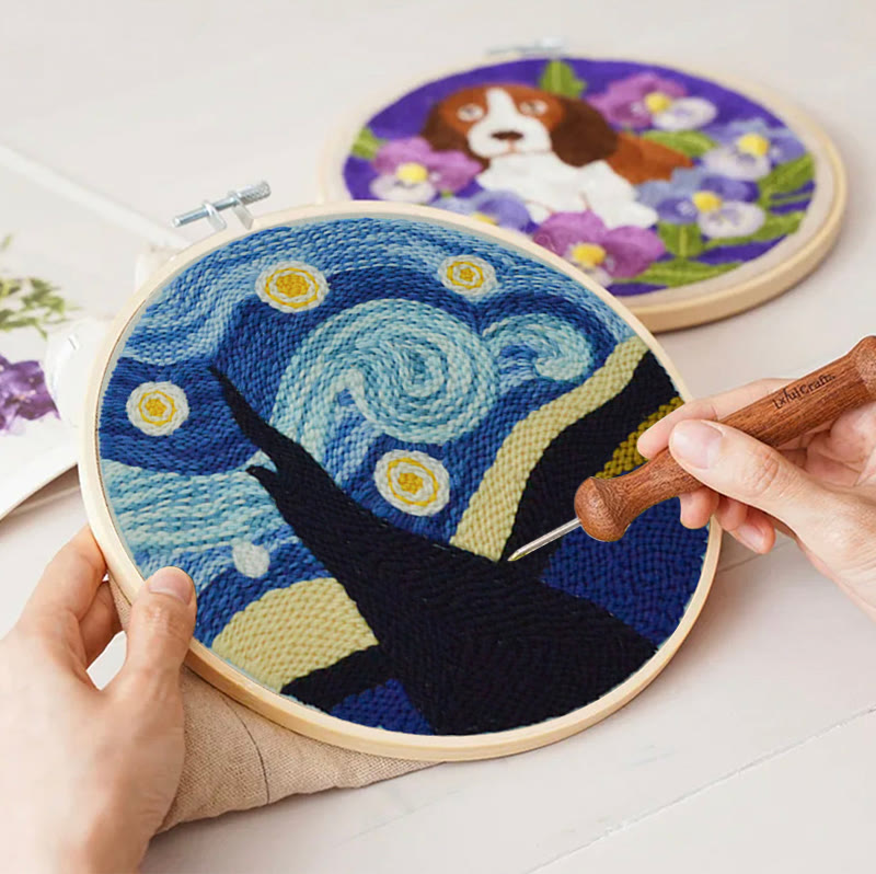  Starry Night Sky Punch Needle Kit - Beginner's Needle Set | Diy Landscape Craft  - image 5