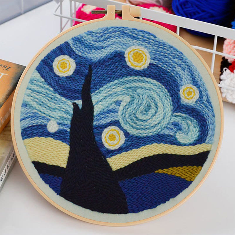  Starry Night Sky Punch Needle Kit - Beginner's Needle Set | Diy Landscape Craft  - image 3