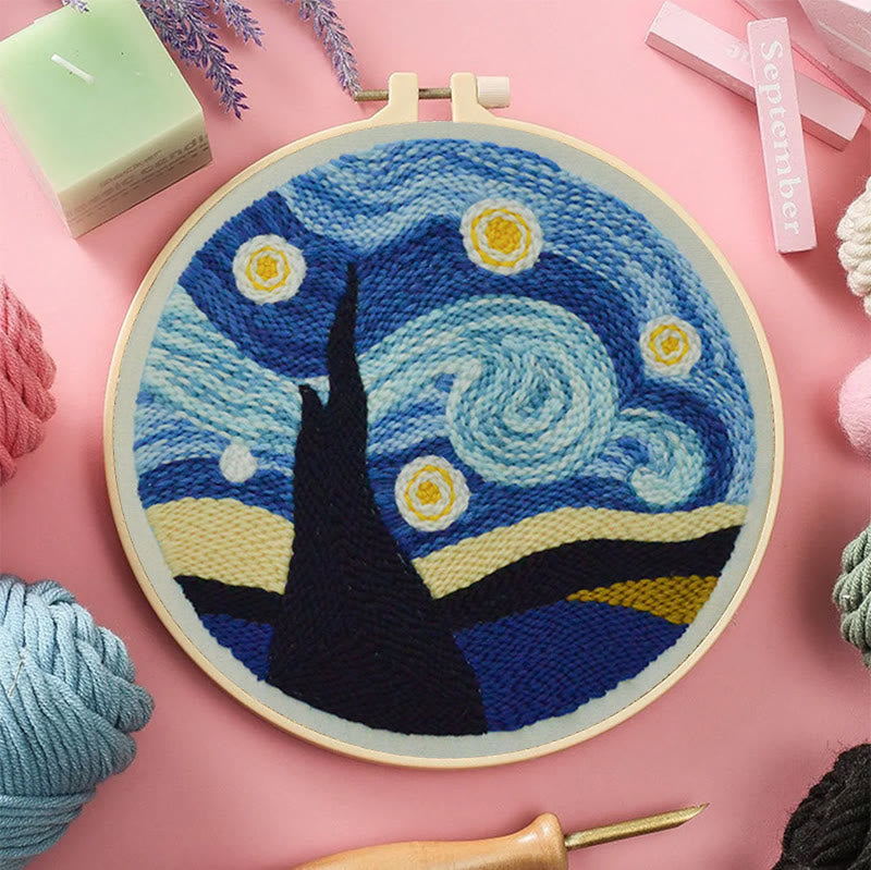  Starry Night Sky Punch Needle Kit - Beginner's Needle Set | Diy Landscape Craft  - image 8